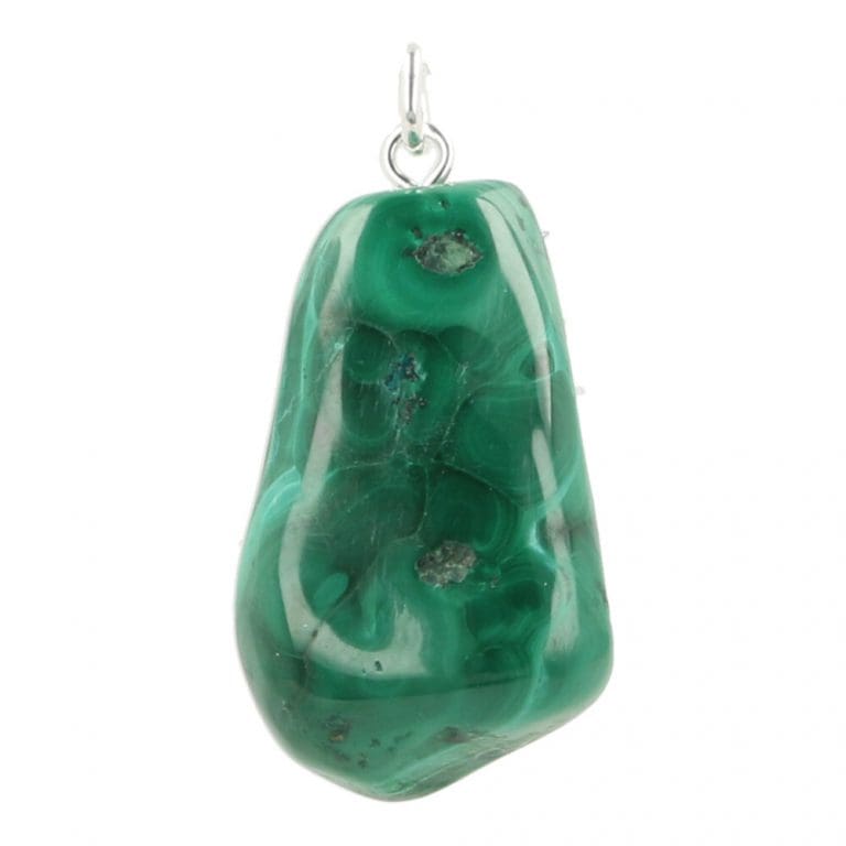 Mooi groene malachiet hanger met oogje