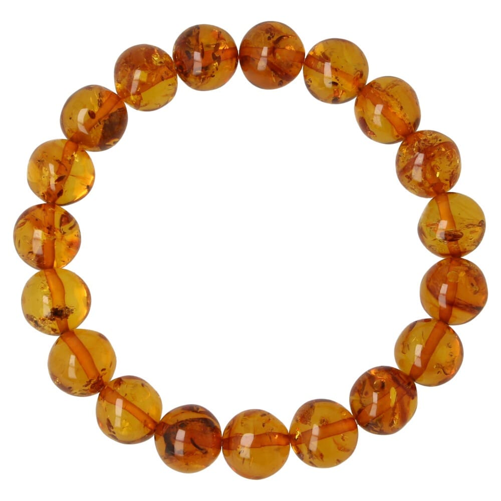 Barnsteen armband kogel 10mm luxe