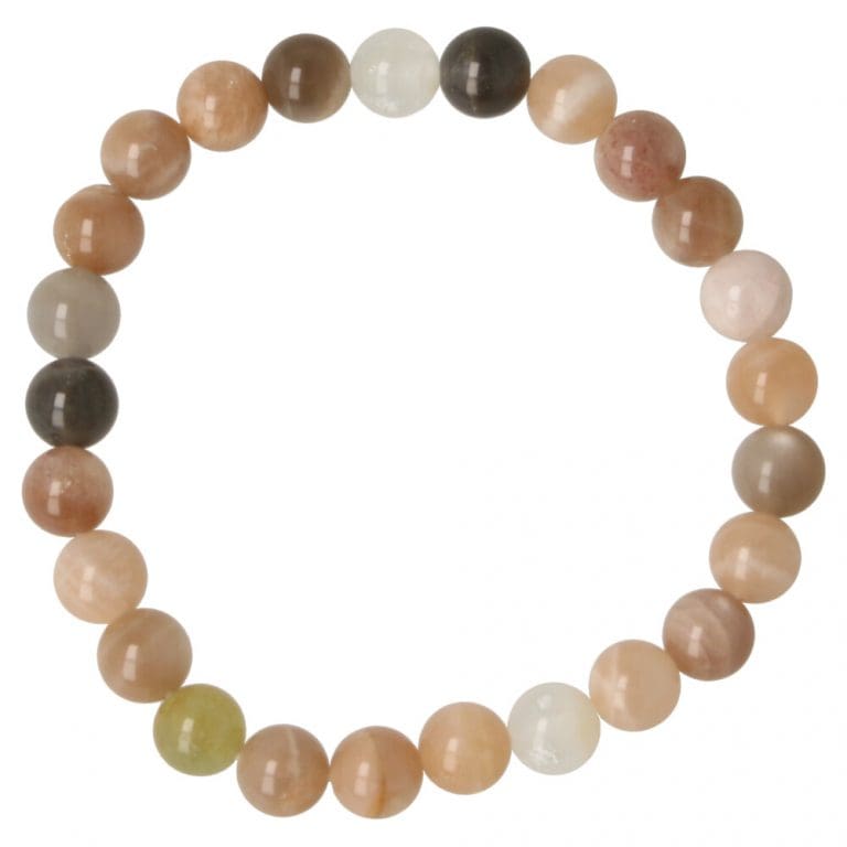Perzik maansteen armband met 8mm kralen