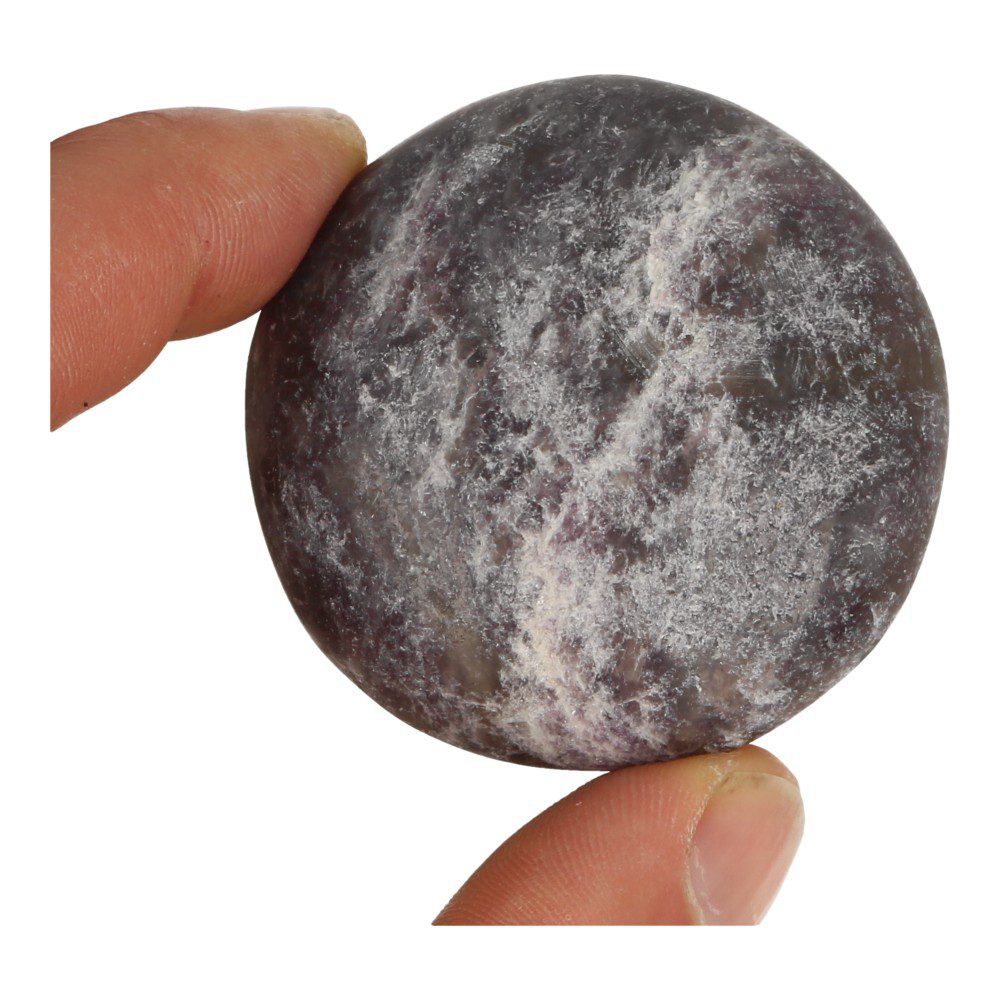 Fraaie glimmend paarse lepidoliet knuffelsteen van 5-6cm groot - voorbeeld 1