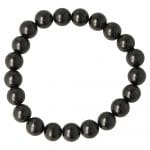 Shungiet armband met kralen van 10mm aan rekbaar koord