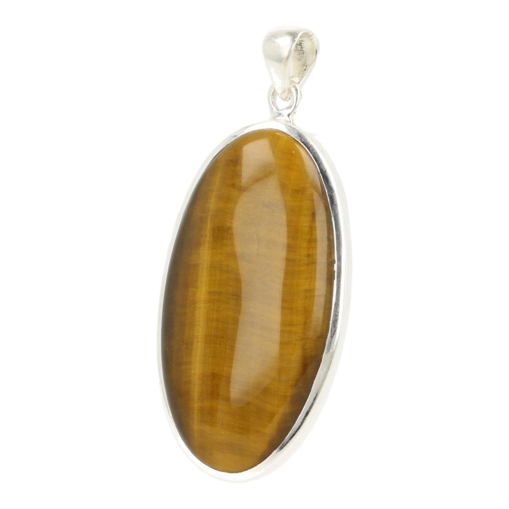 Fraaie tijgeroog hanger in 925 sterling zilver met hoogte van 3,5cm - zijaanzicht