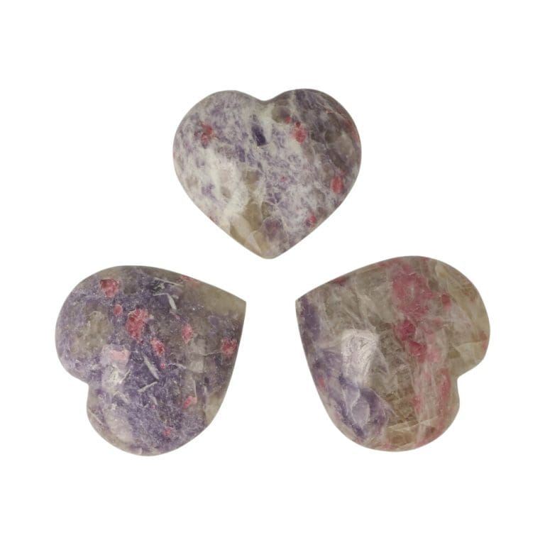 Pegmatiet (Lepidoliet en roze toermalijn) hart van 5cm uit Madagaskar