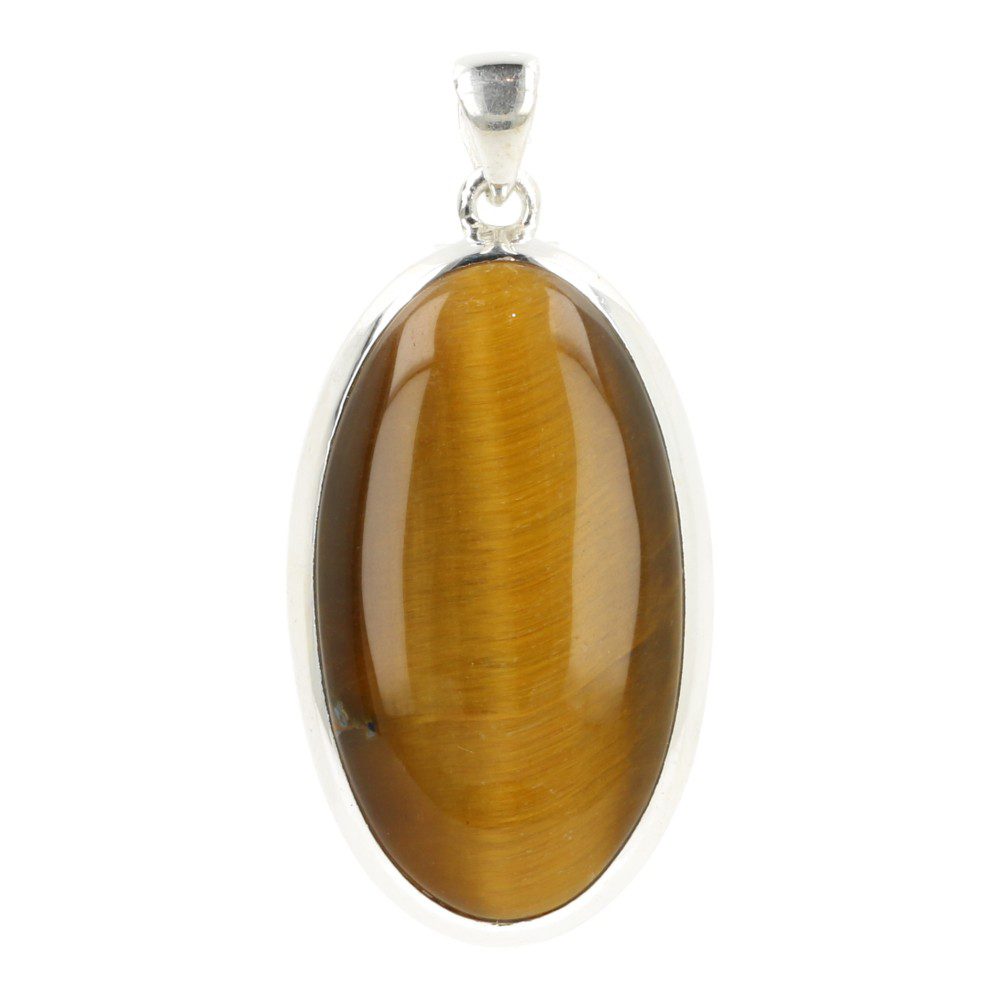 Fraaie tijgeroog hanger in 925 sterling zilver en mooie glans - vooraanzicht