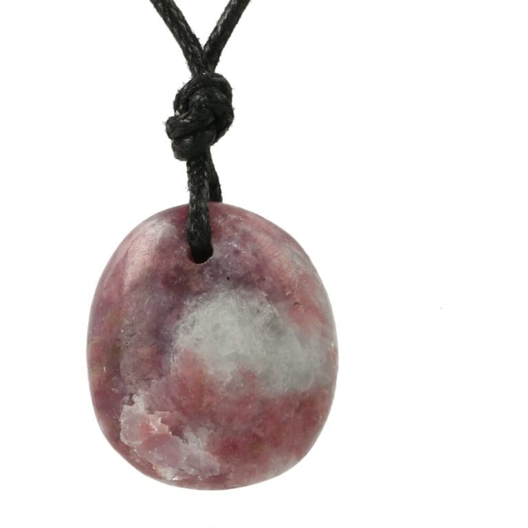 Pegmatiet (lepidoliet + roze toermalijn) hanger doorboord uit Madgaskar