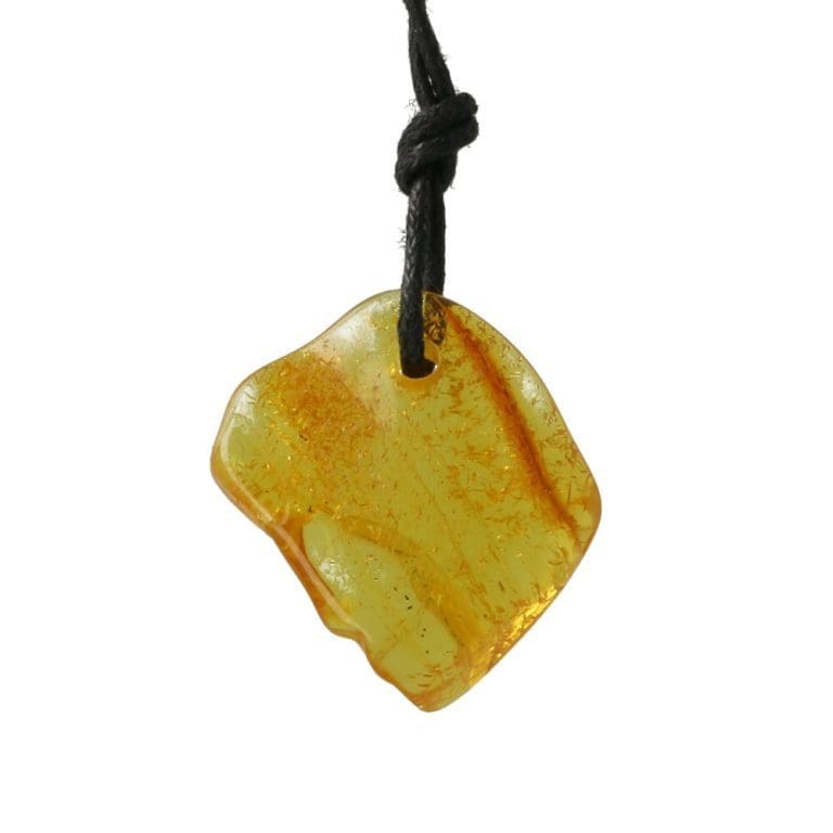 Barnsteen hanger doorboord met lederen veter