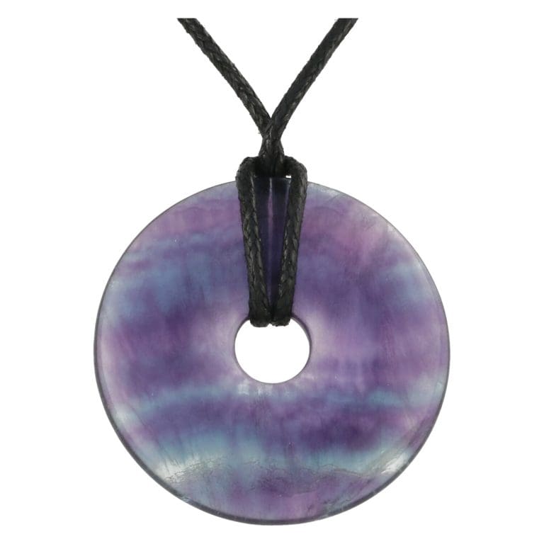 Fluoriet donut hanger 40mm aan zwart koord