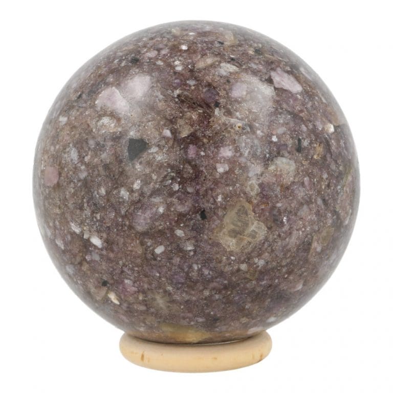 Lepidoliet bol met diameter van 82mm en houten ringetje