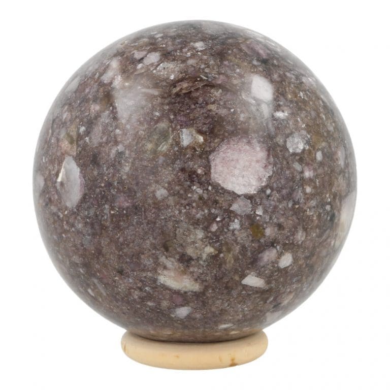 Lepidoliet bol met diameter van 85mm en houten ringetje