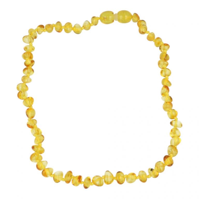 Helder gele barnsteen babykletting met kliksluiting