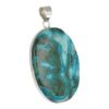 Chrysocolla hanger in zilver van fraai formaat