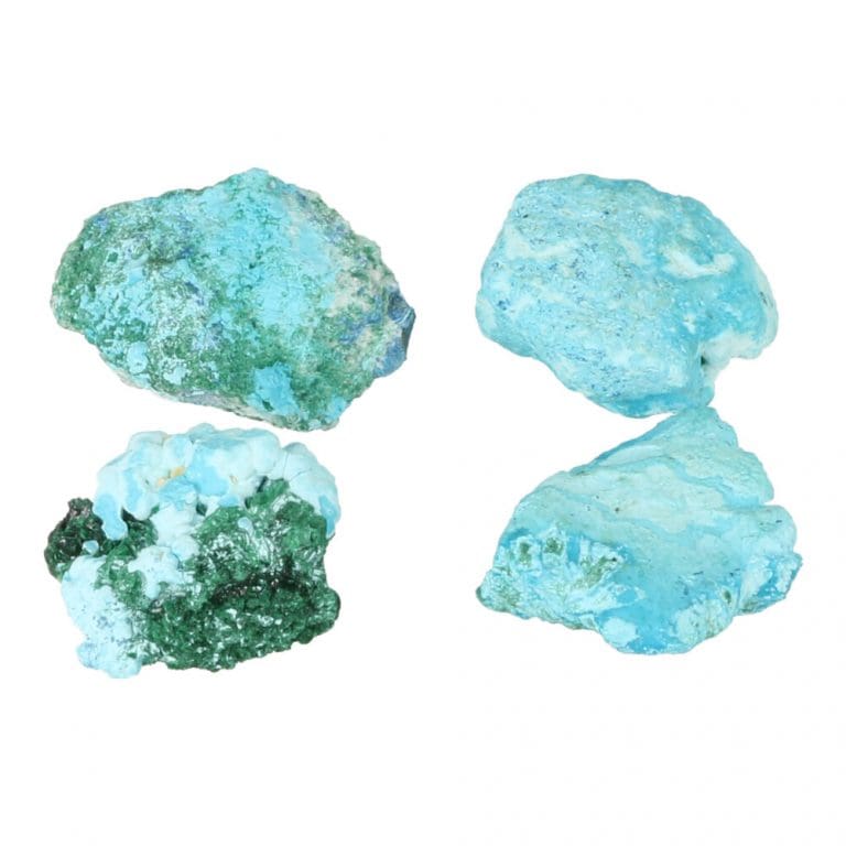 Ruwe chrysocolla van 3-4cm lang uit Congo