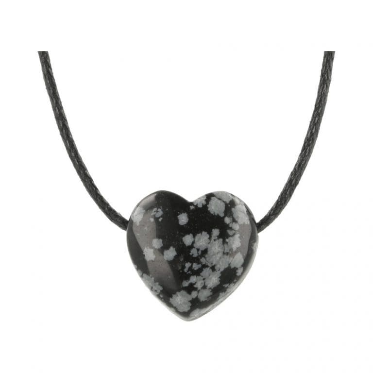 Sneeuwvlokobsidiaan hartje hanger doorboord van 2cm
