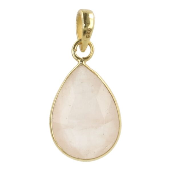 Rozenkwarts hanger in goud