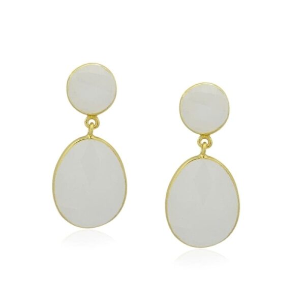 Regenboogmaansteen oorsteker in goud