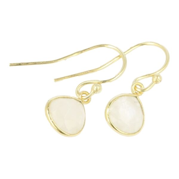 Regenboog maansteen oorbel in goud