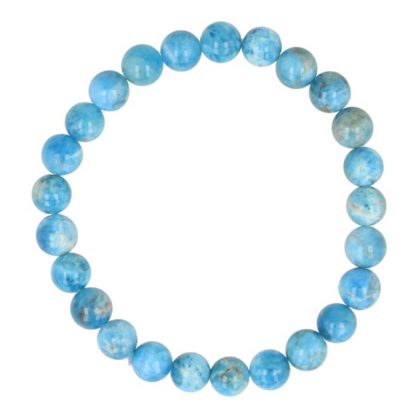 Blauwe apatiet armband 8mm met ronde kralen an rekbaar koord