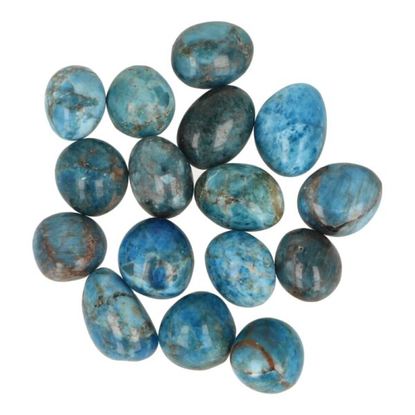 Blauwe apatiet trommelsteen rond van 2cm