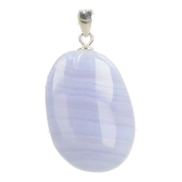 Blauwe chalcedoon hanger met oogje in A-kwaliteit chalcedoon