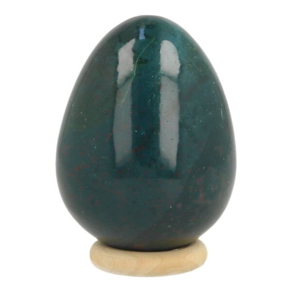 Mooi donker groen heliotroop ei van 6cm hoog op houten ring