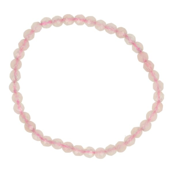 Facetgeslepen rozenkwarts armband met kralen van 4mm