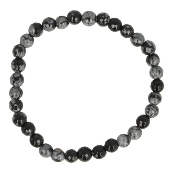 sneeuwvlokobsidiaan armband met kralen van 6mm facetgeslepen