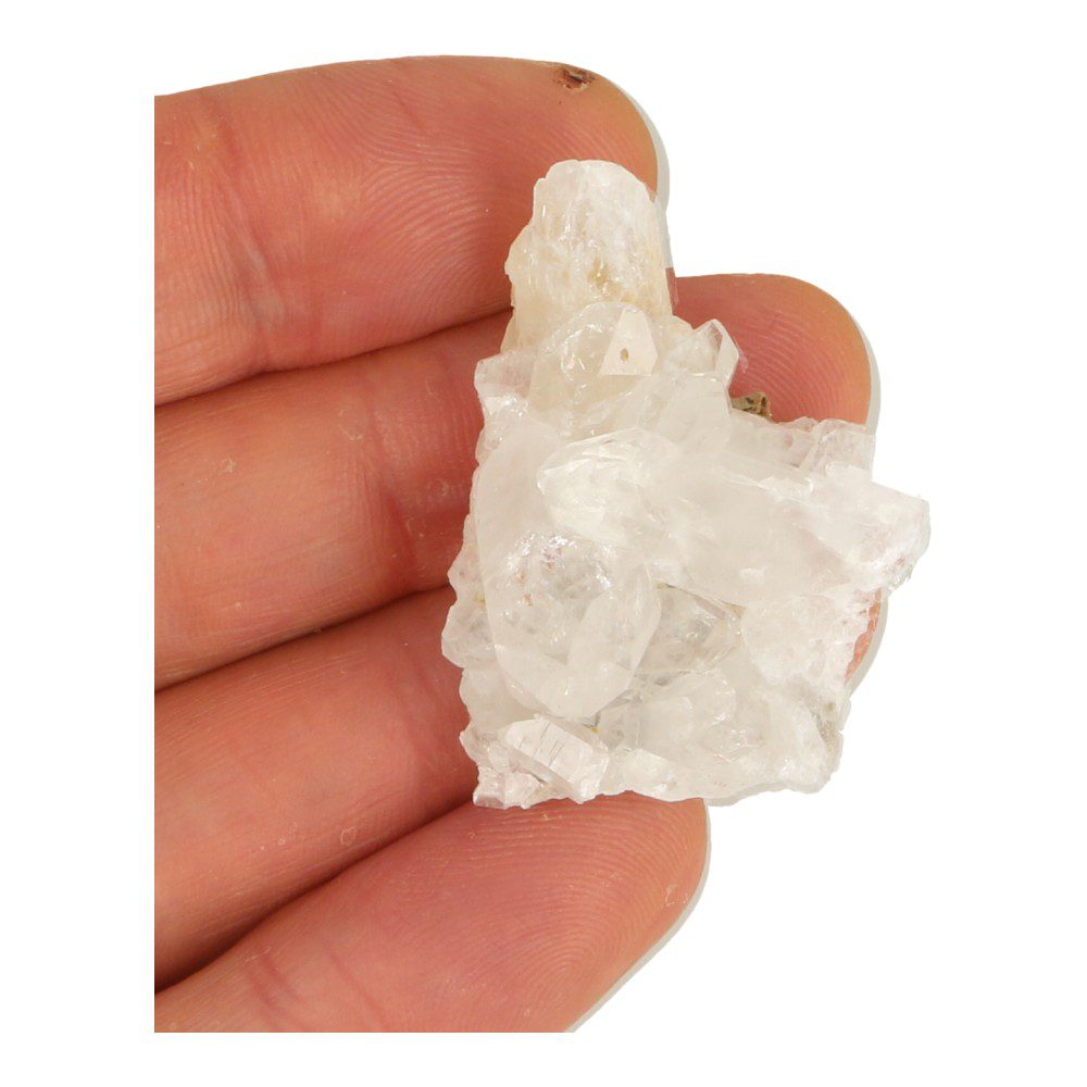 Fijne balans en harmonie cadeauset, bestaande uit een gouden driehoek en lavendel olie met geursteen, detail bergkristal