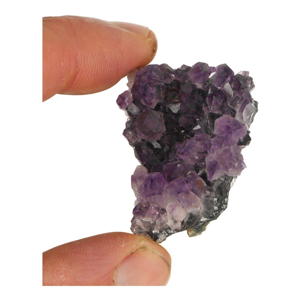 Fijne balans en harmonie cadeauset, bestaande uit een gouden driehoek en lavendel olie met geursteen, detail amethist