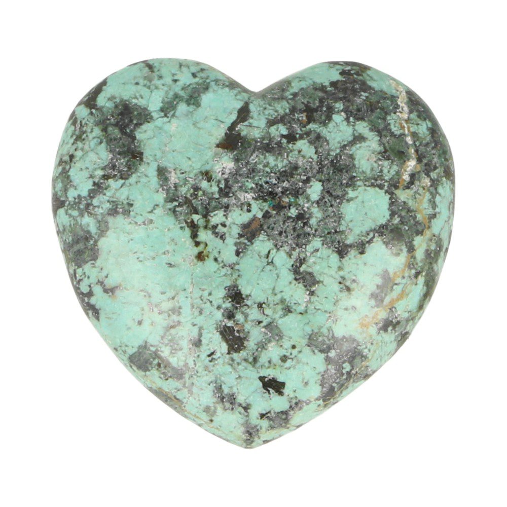 Fraai chrysocolla hart van 4cm breed en hoog uit Peru - achterzijde