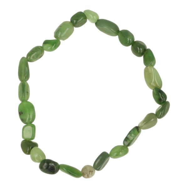 Jade nefriet armband split plat met mooie groene kleur op rekbaar koord