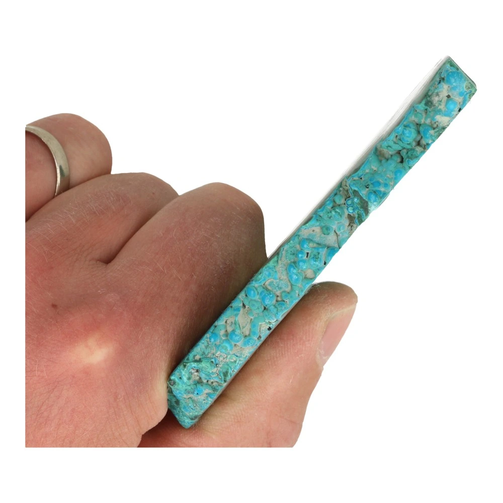 Fraaie malachiet schijf 'nr3' van 1cm dik met mooie tekening en 10cm lang - bovenkant