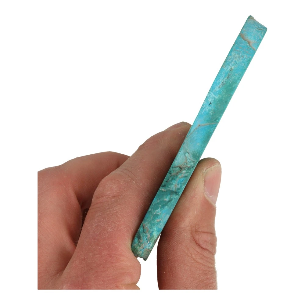 Mooi getekende malachiet schijf 'nr5' met chrysocolla en 10 x 7cm - zijkant