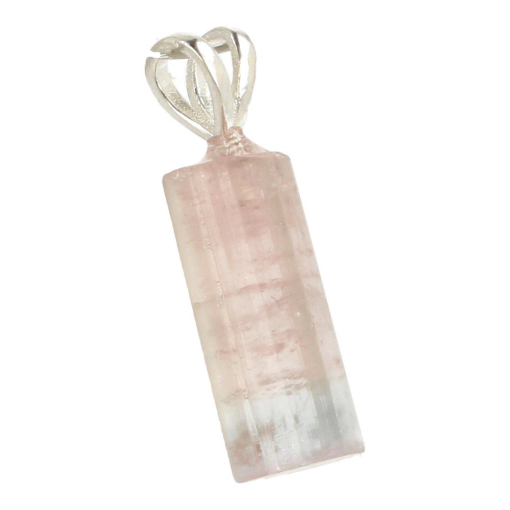 Unieke roze met blauwe toermalijn kristal hanger met oogje, nr2 - zijaanzicht