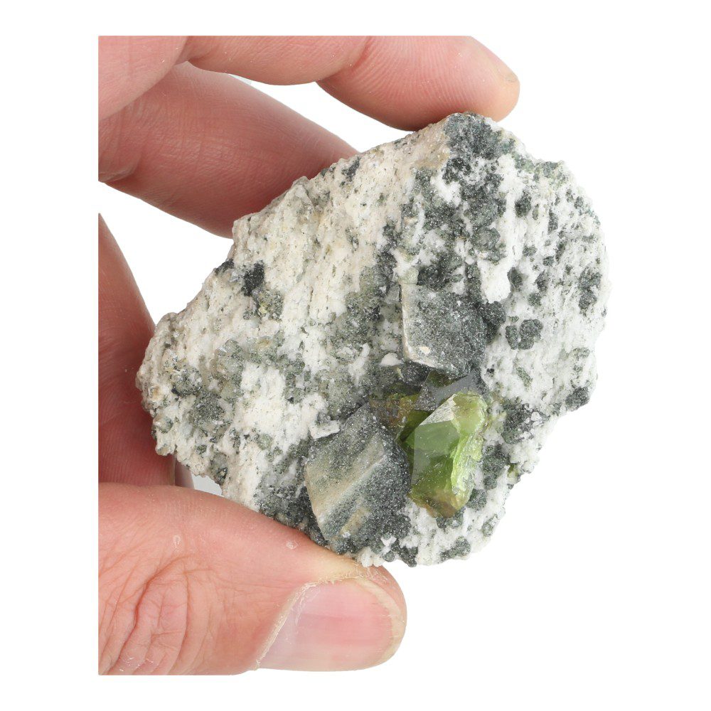 Fraai titaniet of steen cluster van 8cm groot uit Pakistan - in hand