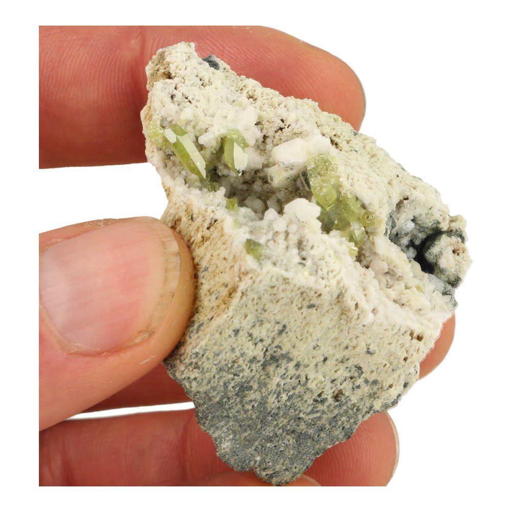 Sfeen cluster 'nr4' met fraaie groene kristallen - detail 2