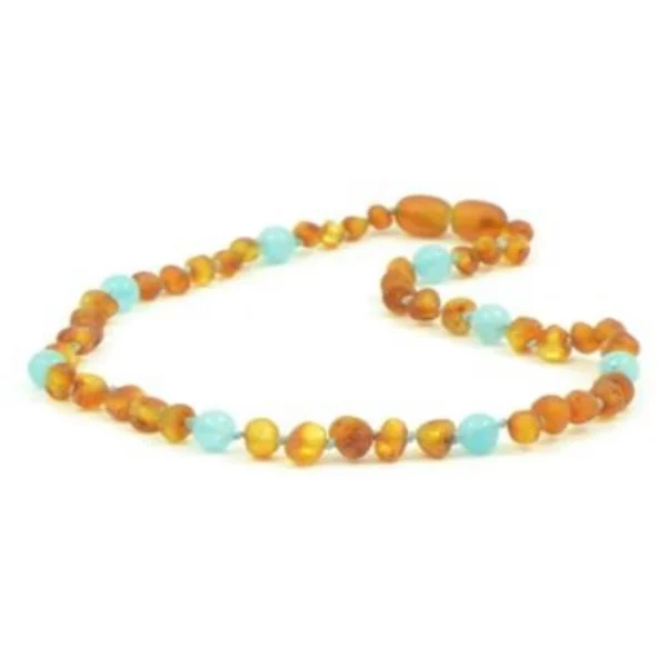 Barnsteen babyketting met aquamarijn