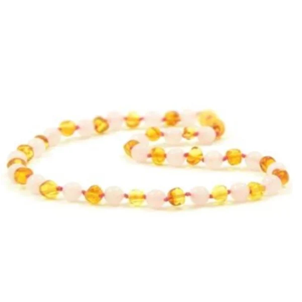 Barnsteen babyketting met rozenkwarts