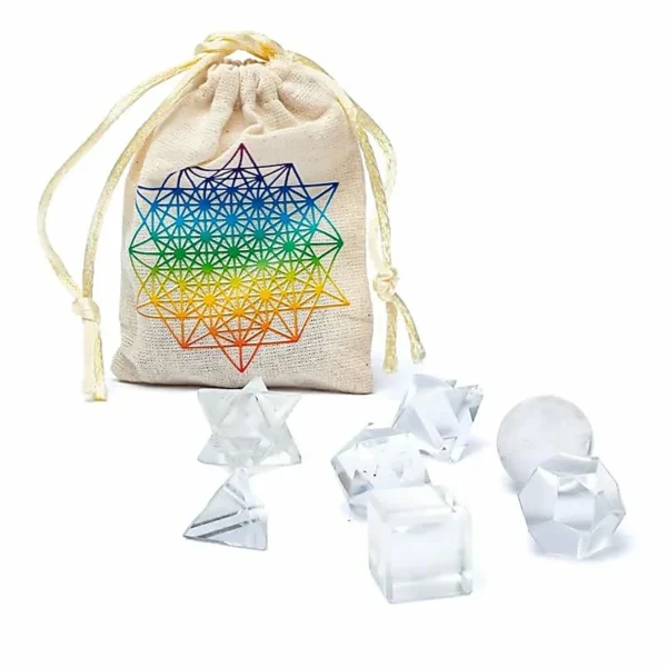 Bergkristal geometrische vormen set van circa 2cm