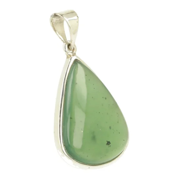 Prachtige mosgroene NIeuw-Zeelandse jade hanger in zilver 'nr3'