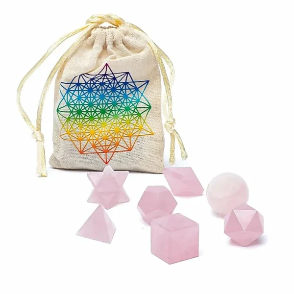 Rozenkwarts geometrische vormen set van circa 2cm poer vorm