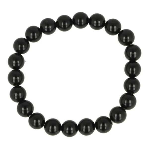 Zwarte obsidiaan herenarmband met kralen van 10mm