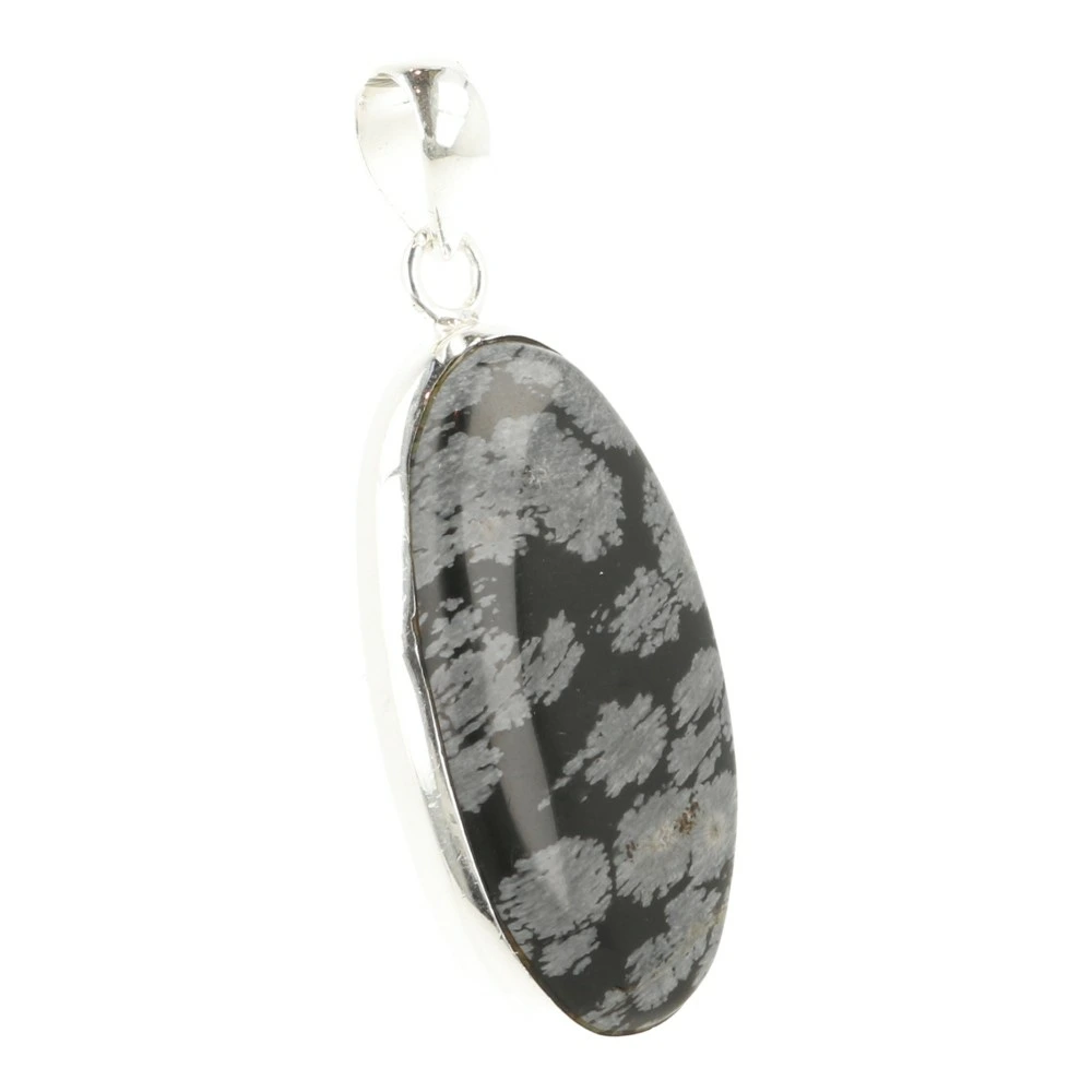 Sneeuwvlok obsidiaan hanger in zilver nr1