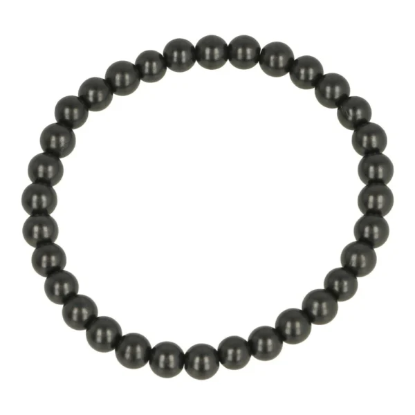 Shungiet armband met kralen van 6mm op rekbaar koord