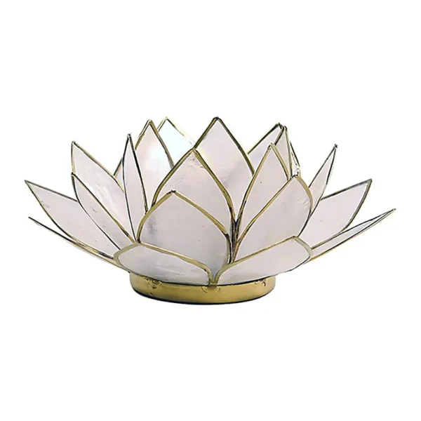 Fraaie witte lotus waxinelichthouder van 13,5cm groot