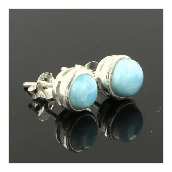 Larimar oorbel in zilver met diameter van 6mm in oorsteker uitvoering