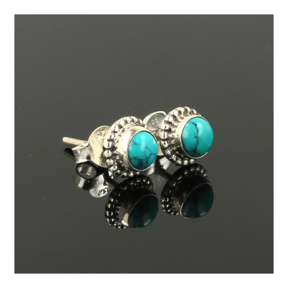 Turquoise oorbel in zilver 4mm 'nr2'