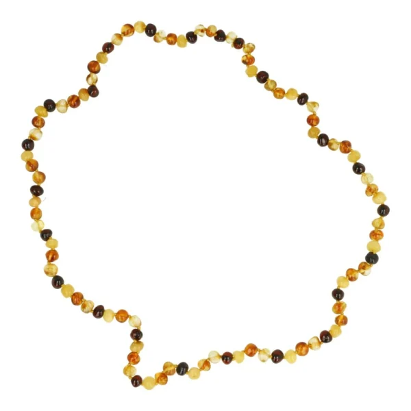Barnsteen ketting met ronde kralen en een lengte van 65cm