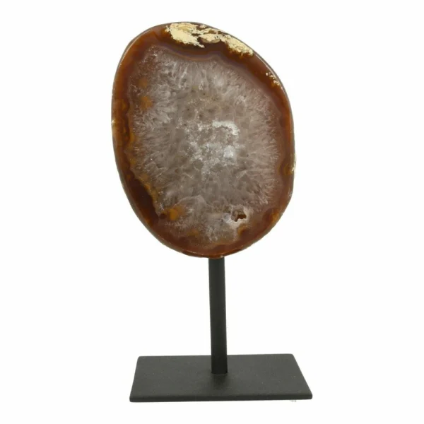 Topkwaliteit heldere agaat geode op metalen standaard van 22cm hoog