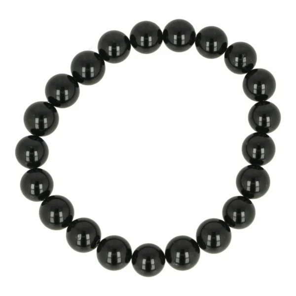 Zwarte toermalijn herenarmband met kralen van 10mm
