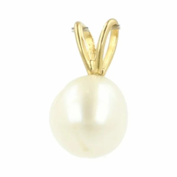 Fraaie parel hanger van 7-8mm diameter aan gouden oogje